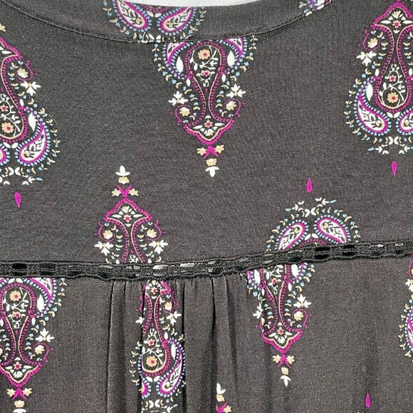 NWT Daniel Rainn Petoka Split-Neck Knit Peasant Blouse Pleated Crochet Black XXL - Picture 8 of 15